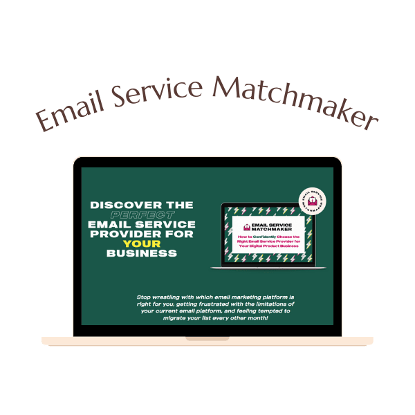 Laptop screen displaying a webpage titled "Discover the Perfect Email Service Provider for Your Business" with a smaller image of the same webpage shown on the screen.